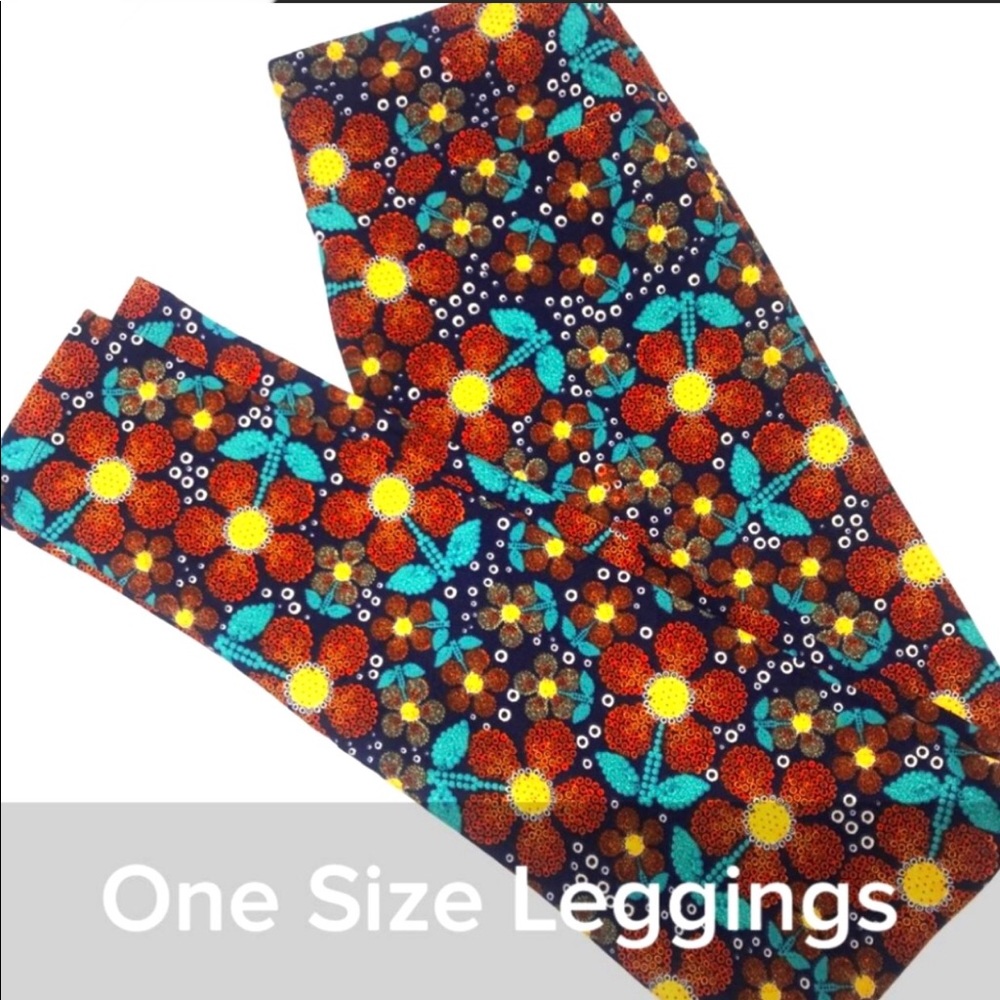 LULAROE EMBROIDERY FLOWERS LEGGINGS